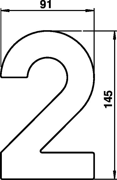 House number 2 Stainless steel Dimensioned drawing Article 690922