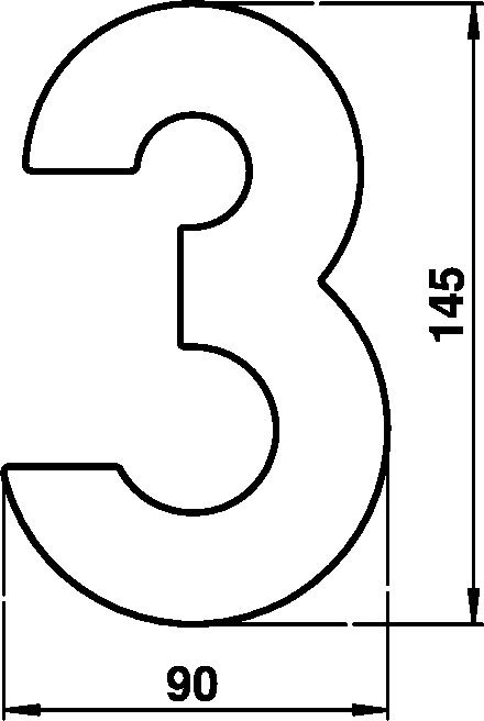 House number 3 Stainless steel Dimensioned drawing Article 690923