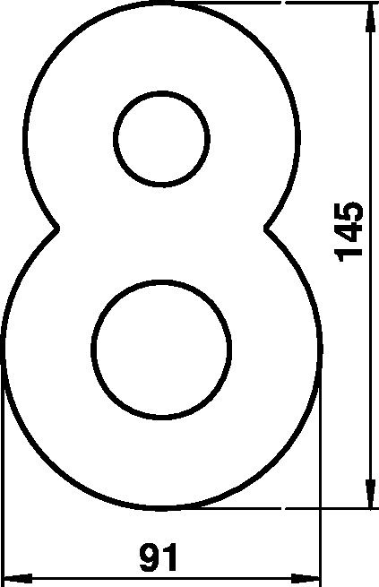 House number 8 Stainless steel Dimensioned drawing Article 690928