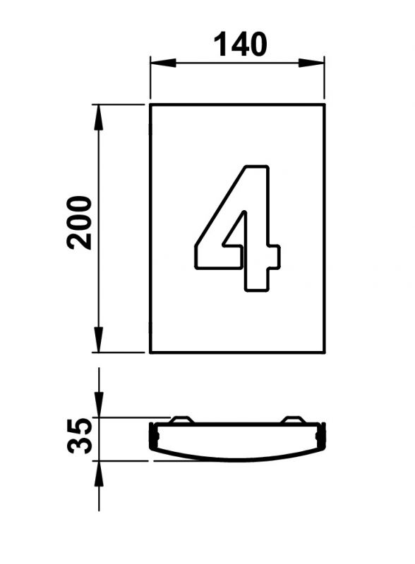 House number 1-digit Stainless steel Dimensioned drawing Article 690975