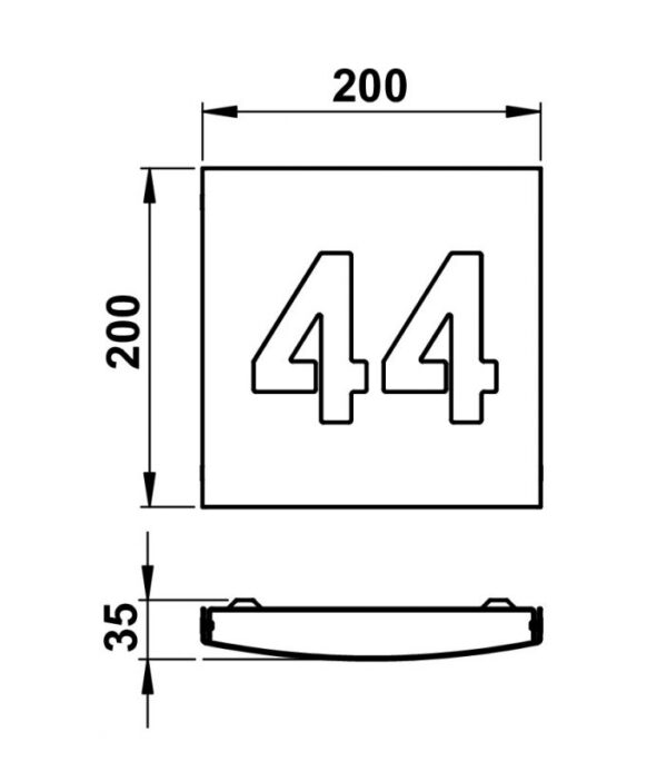House number 2 digits Stainless steel Dimensioned drawing Article 690976