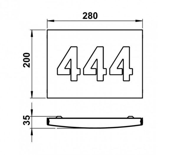 House number 3 digits Stainless steel Dimensioned drawing Article 690977