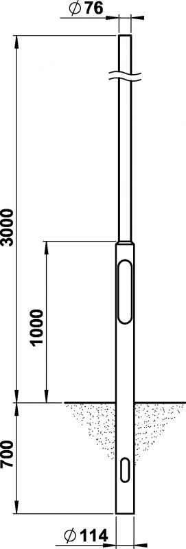 Steel pole, 3000 mm, spigot 76 Other Dimensioned drawing Article 690022