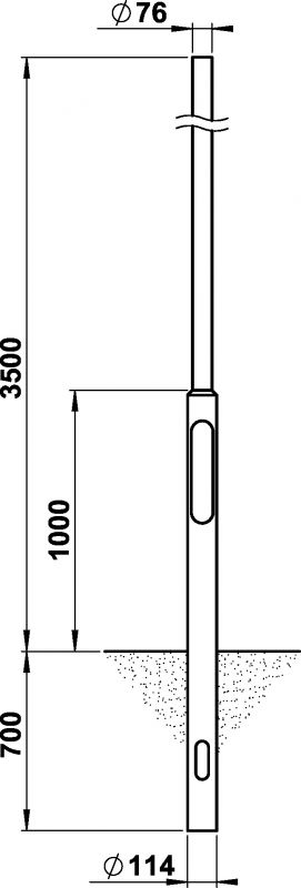 Stahlmast, 3500 mm, Zopf 76 Sonstige Maßzeichnung Artikel 690023