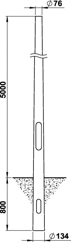 Stahlmast, 5000 mm, Zopf 76 Sonstige Maßzeichnung Artikel 690042