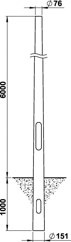 Steel pole, 6000 mm, spigot 76 Other Dimensioned drawing Article 690049