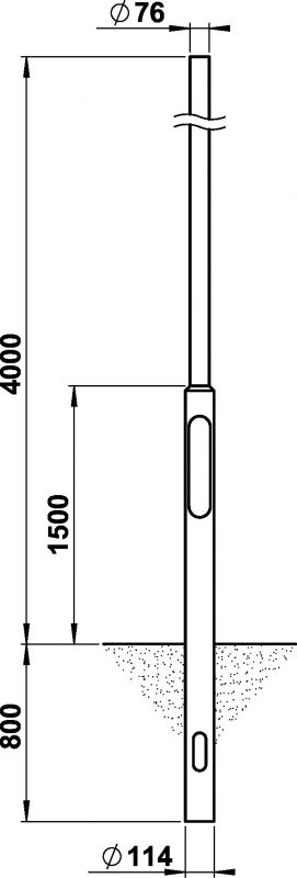 Stahlmast, 4000 mm, Zopf 76 Sonstige Maßzeichnung Artikel 690066