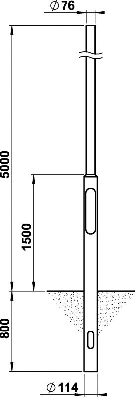 Steel pole, 5000 mm, spigot 76 Other Dimensioned drawing Article 690068
