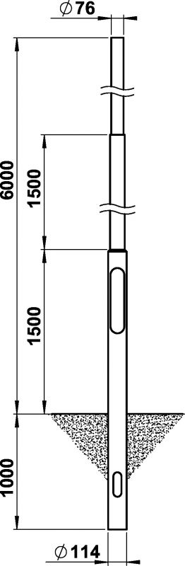 Steel pole, 6000 mm, spigot 76 Other Dimensioned drawing Article 690063