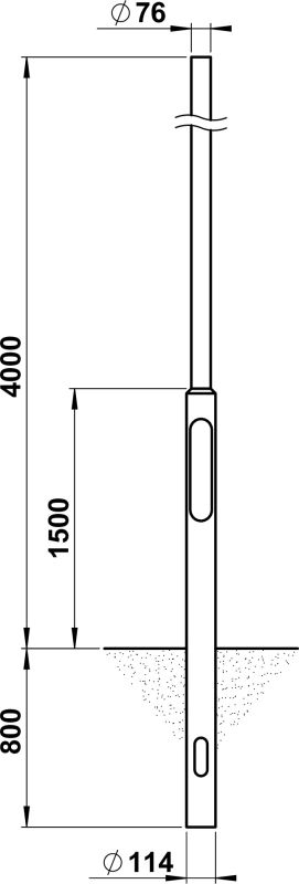 Steel pole, 4000 mm, spigot 76 Other Dimensioned drawing Article 690066