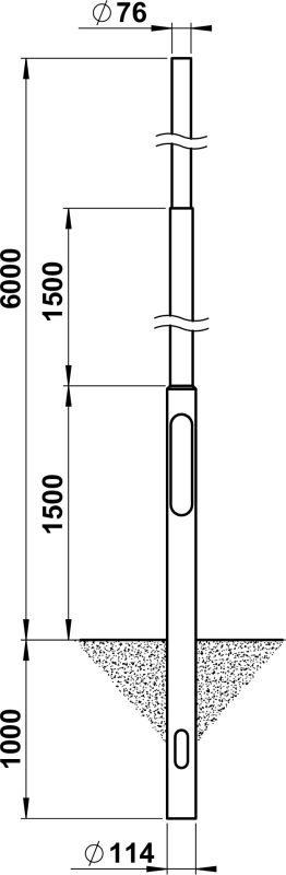 Steel pole, 6000 mm, spigot 76 Other Dimensioned drawing Article 690069
