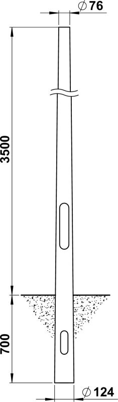 Steel pole, 3500 mm, spigot 76 Other Dimensioned drawing Article 690019