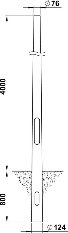 Steel pole, 4000 mm, spigot 76 Other Dimensioned drawing Article 690040