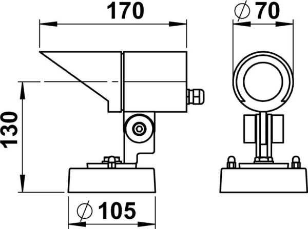 Wall floodlight Dimensioned drawing Article 622391, 662391