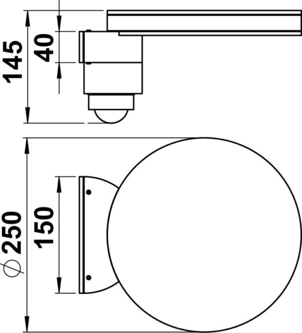 Wall light Dimensioned drawing Article 620296, 660296, 680296, 690296