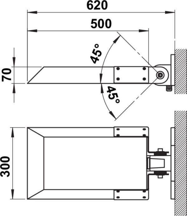 Vario wall floodlight Dimensioned drawing Article 620308, 660308