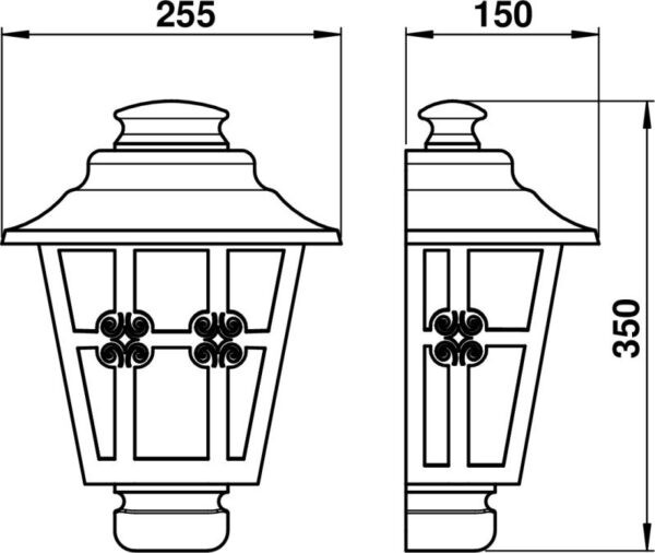 Wall light Dimensioned drawing Article 603227, 653227, 673227