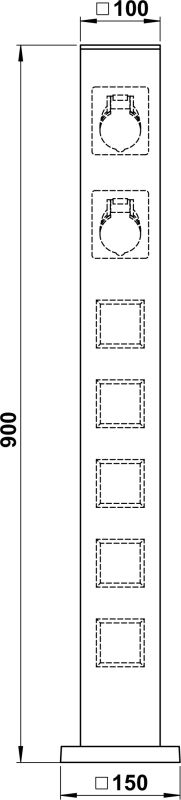 Energy column empty up to 7 inserts Dimensioned drawing Article 624409, 664409