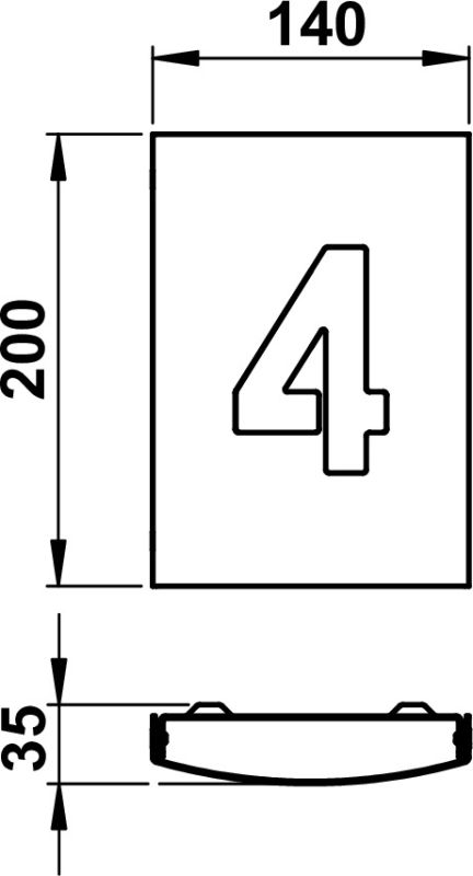 House number light Stainless steel Dimensioned drawing Article 696000
