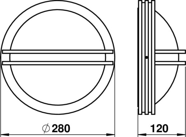 Wall and ceiling light Dimensioned drawing Article 666105, 686105