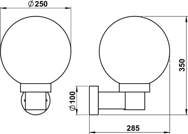 Wall light Dimensioned drawing Article 660633, 680633