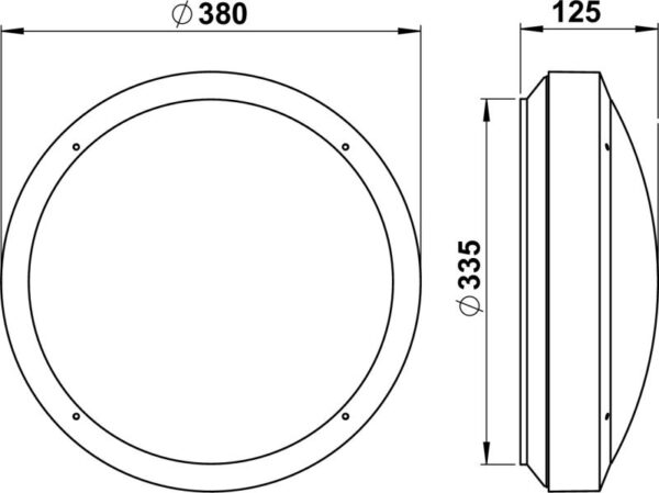 Wall and ceiling luminaire, with HF presence detector Anthracite Dimensioned drawing Article 626439