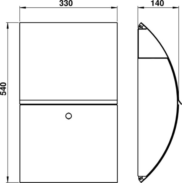 Mailbox Stainless steel Dimensioned drawing Article 690755