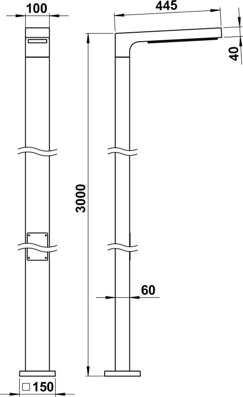 Pole light Dimensioned drawing Article 620815, 660815
