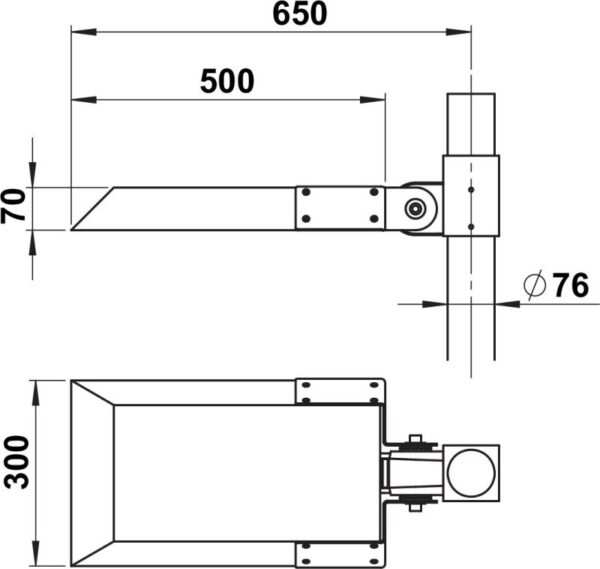 Vario post-top luminaire Dimensioned drawing Article 620843, 660843