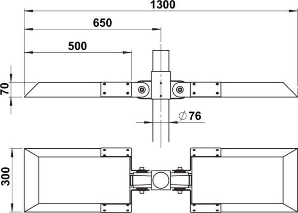 Vario post-top luminaire Dimensioned drawing Article 620844, 660844