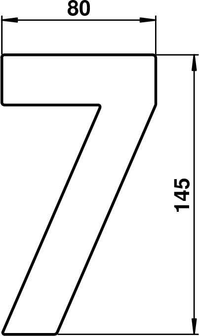 House number 7 Stainless steel Dimensioned drawing Article 690927