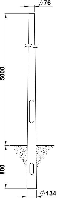 Steel pole, 5000 mm, spigot 76 Other Dimensioned drawing Article 690048