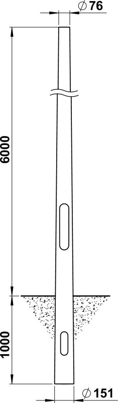Steel pole,6000 mm, spigot 76 Other Dimensioned drawing Article 690043
