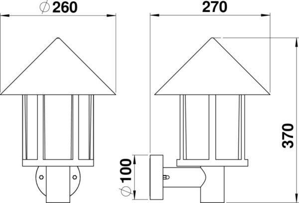 Wall lamp Dimensioned drawing Article 651824, 661824, 681824