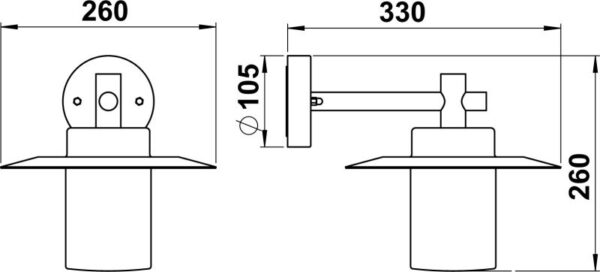 Wall lamp Dimensioned drawing Article 651852, 661852, 681852