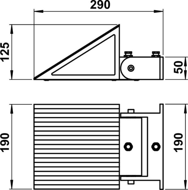 Wall floodlight Dimensioned drawing Article 662111, 682111, 692111