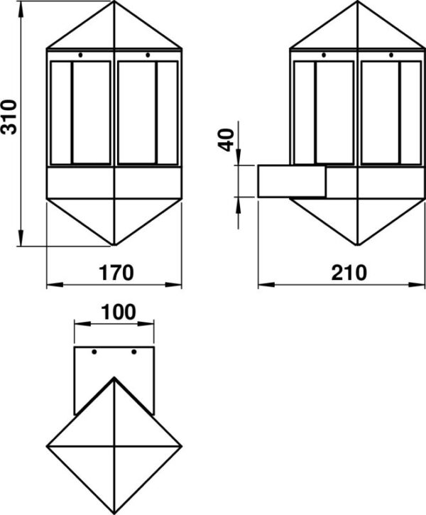 Wall light Dimensioned drawing Article 660212, 680212