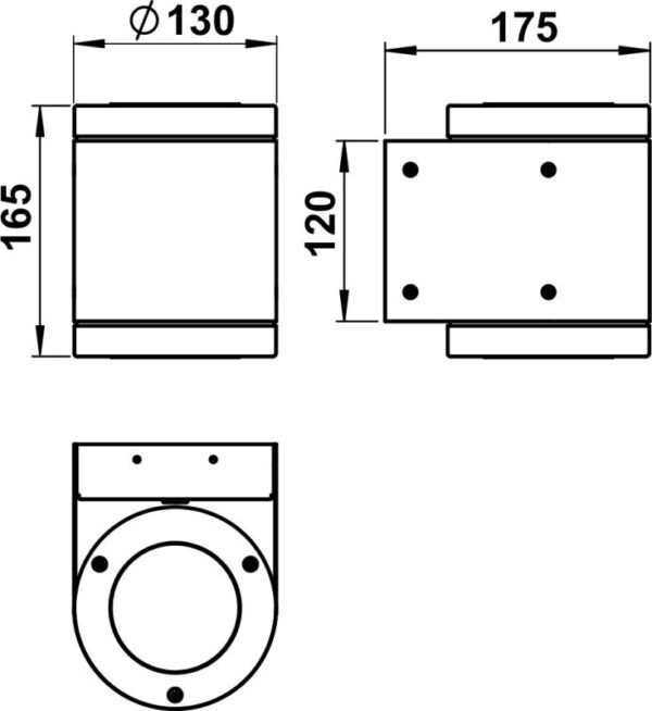 Wall floodlight Stainless steel Dimensioned drawing Article 692151