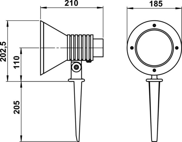 Spit lamp Dimensioned drawing Article 662383, 682383, 692383