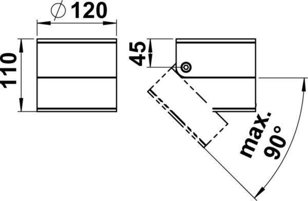 Wall floodlight Dimensioned drawing Article 622389, 662389, 682389, 692389