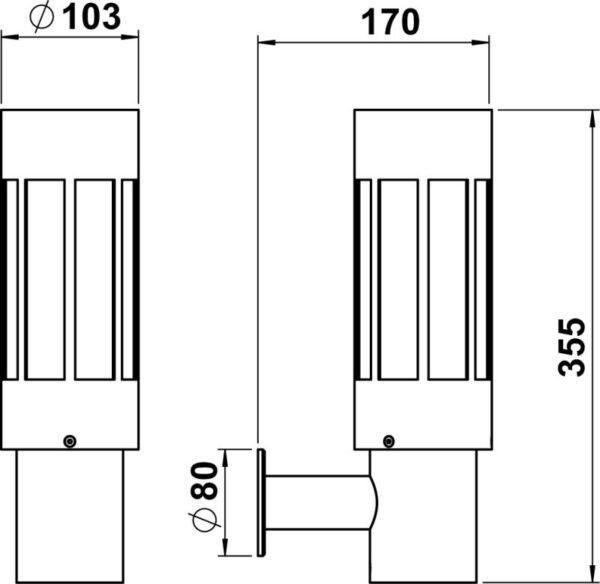 Wall light Stainless steel Dimensioned drawing Article 690239
