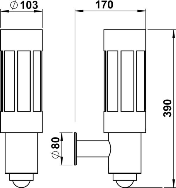 Wall light Stainless steel Dimensioned drawing Article 690241