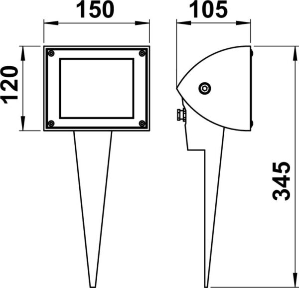 Spit lamp Dimensioned drawing Article 622430, 662430, 682430, 692430