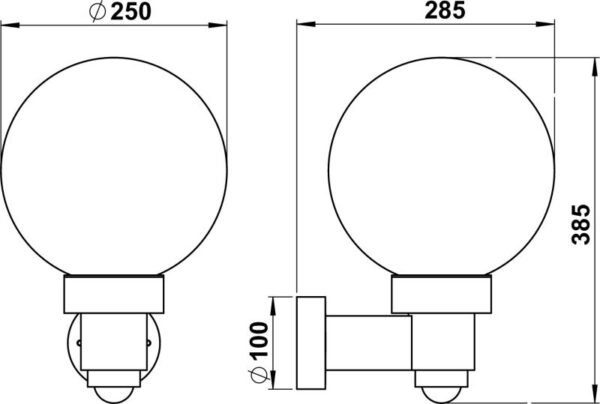 Wall light Dimensioned drawing Article 660257, 680257