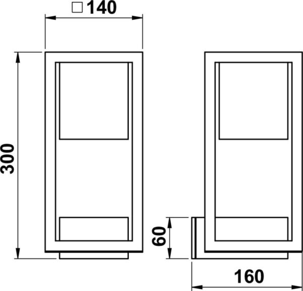 Wall light Dimensioned drawing Article 620281, 660281, 680281, 690281