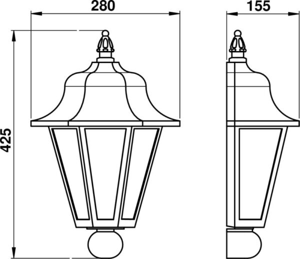 Wall light Dimensioned drawing Article 653229, 663229, 683229