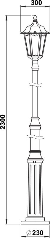 Pole light Dimensioned drawing Article 654147, 664147, 684147
