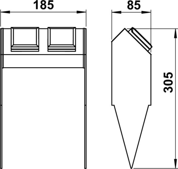 Socket spike current bar Anthracite Dimensioned drawing Article 624402