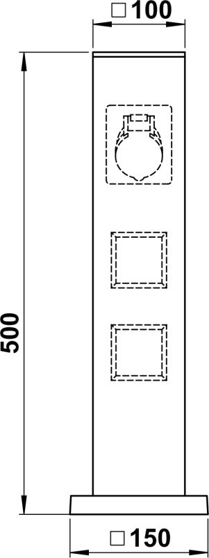 Energy column empty up to 3 inserts Dimensioned drawing Article 624405, 664405