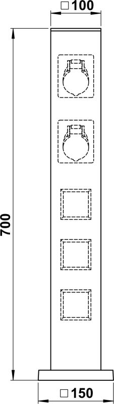 Energy column empty up to 5 inserts Dimensioned drawing Article 624407, 664407